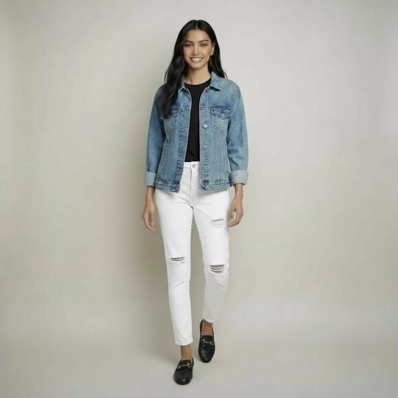 WILLIAM RAST Junior Ripped Cuffed Boyfriend Jeans Retail $79.50 Size 25 - Picture 1 of 4